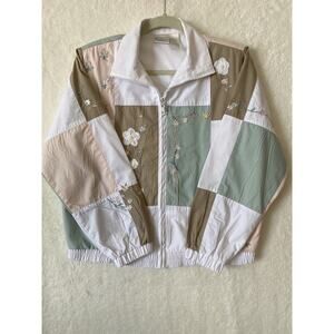 Koret Francisca Women Embroidered Jacket Pastels Color Block Flowers VTG Sz SP